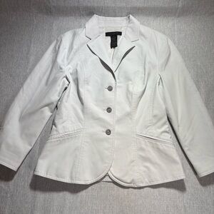 The Limited White Cotton Blend Tailored Blazer